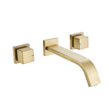 Wall Mount Brushed Gold Bathroom Sink Faucet with Rough-In Valve RB0996