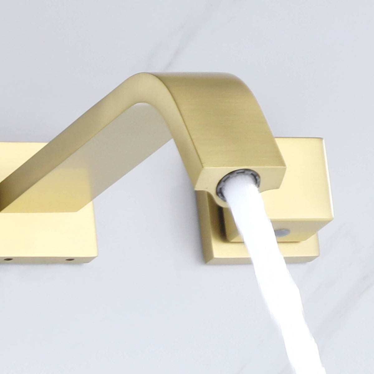 Wall-Mounted Basin Tap with Square Knobs and Sloped Spout