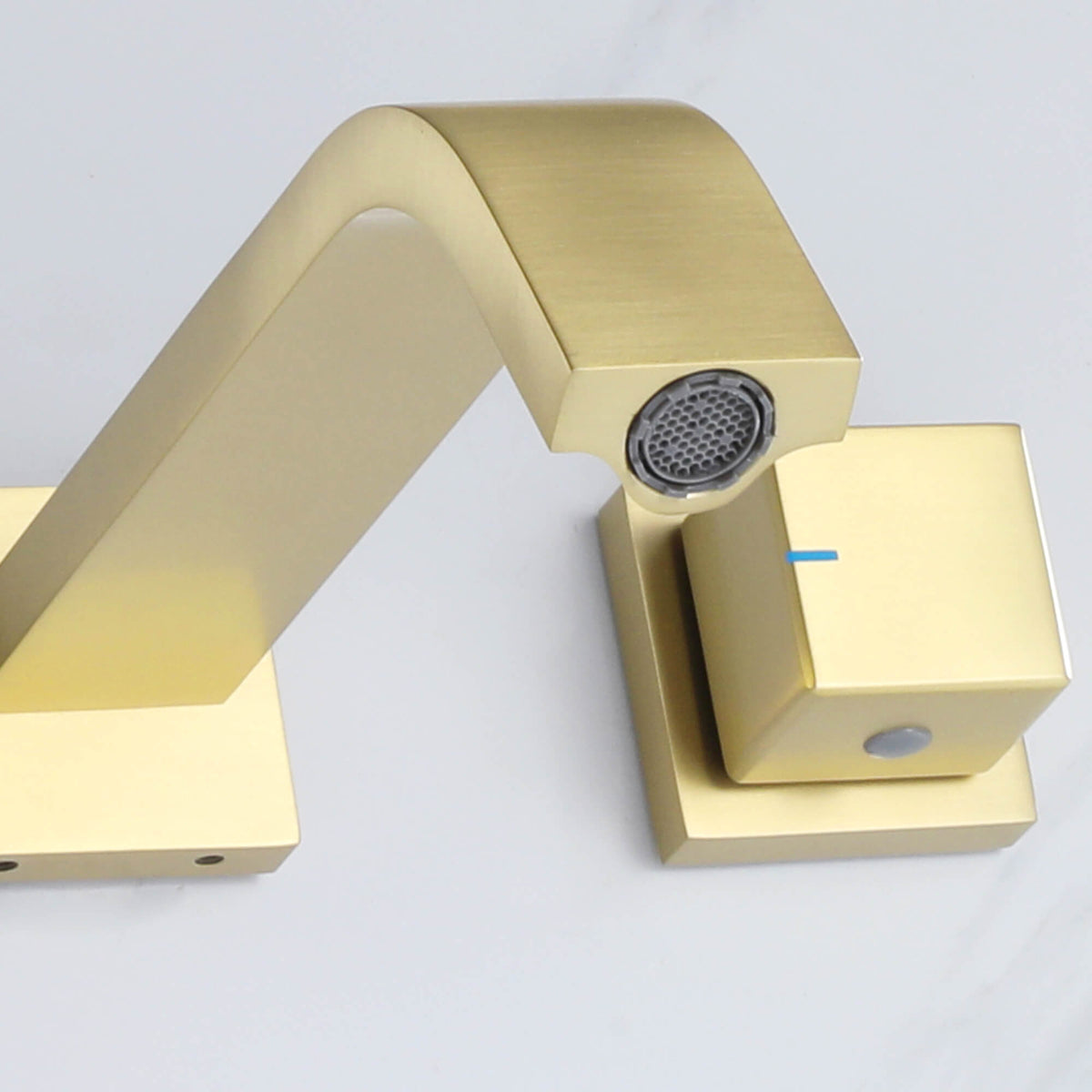 Wall-Mounted Basin Tap with Square Knobs and Sloped Spout