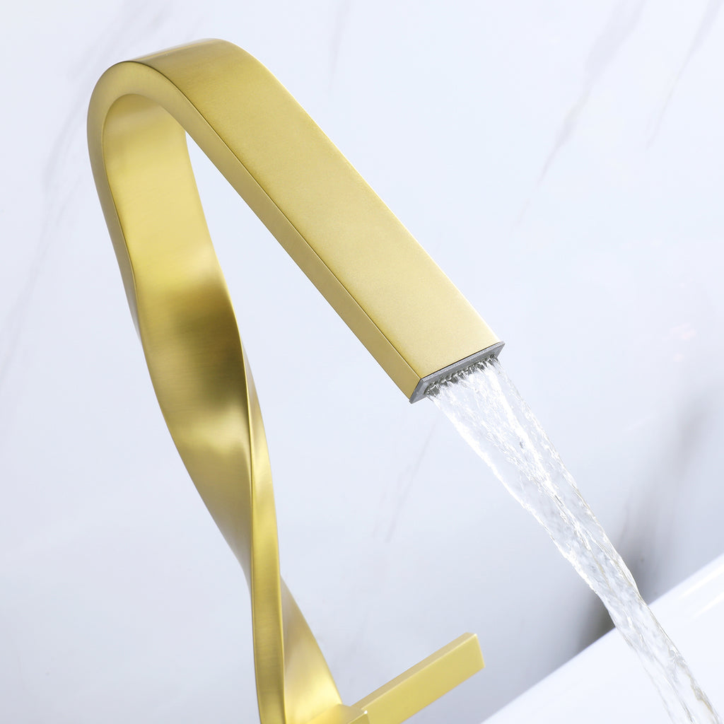 Creative Bathroom Basin Faucet with 6 Inch Cover Plate Brushed Gold RB1003