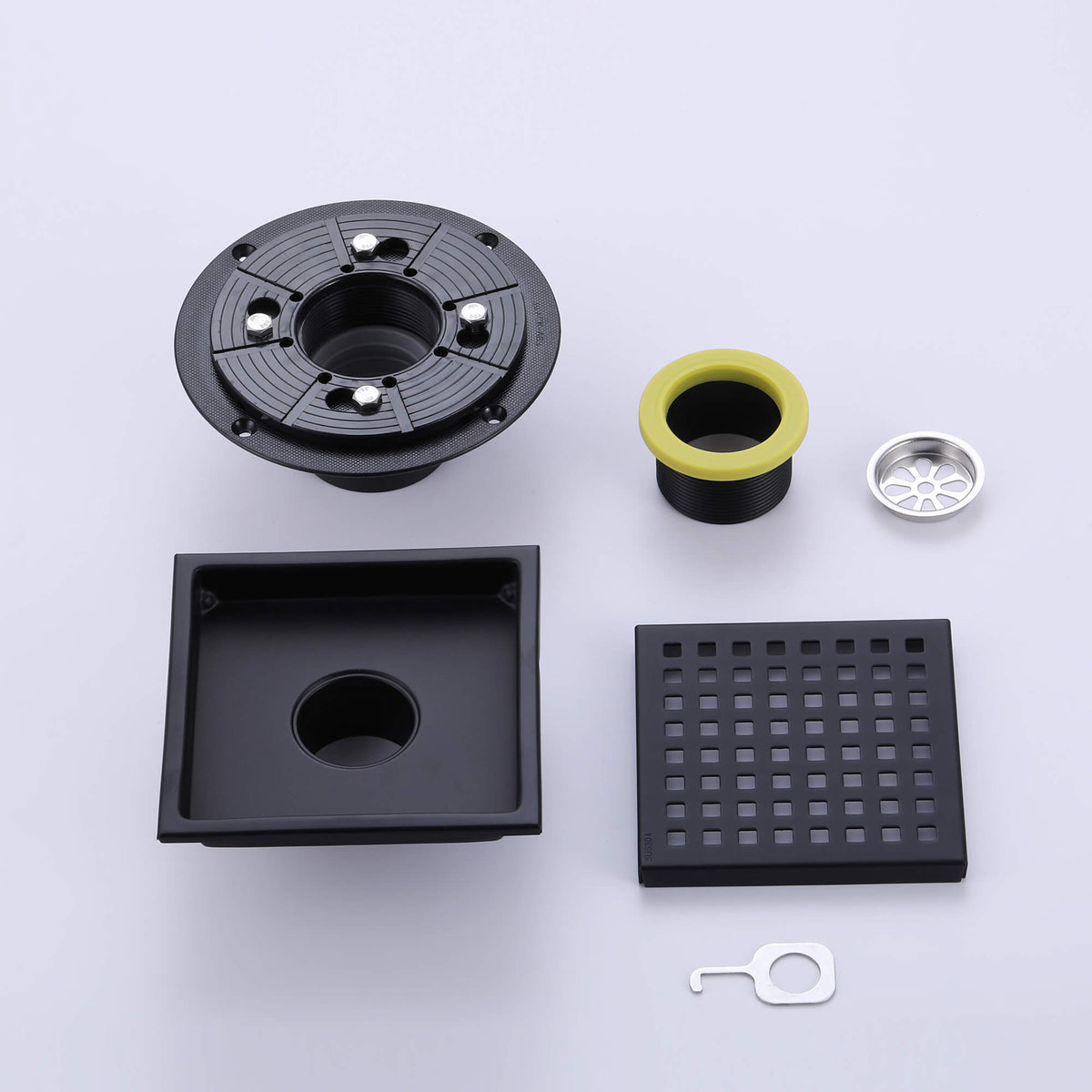 6-Inch Square Shower Floor Drain with Flange