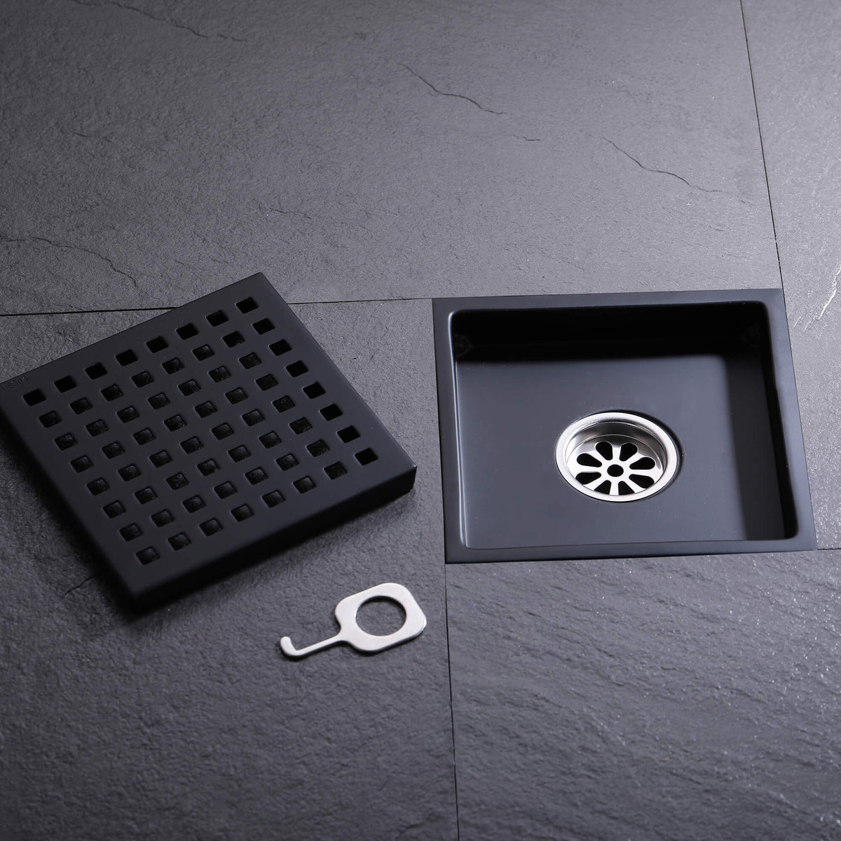 6-Inch Square Shower Floor Drain with Flange