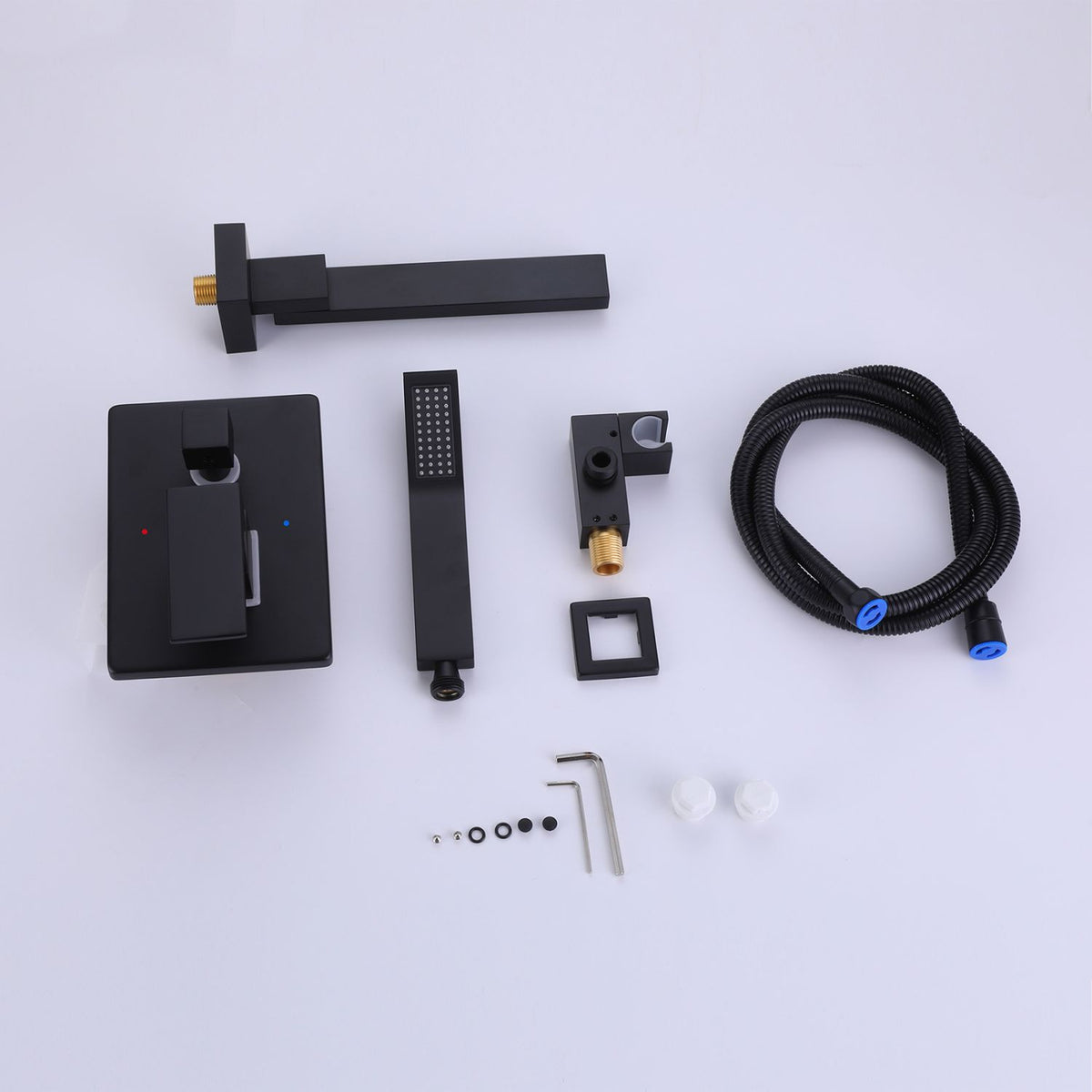 Wall-Mounted Tub Filler with Long Spout & Hand Shower