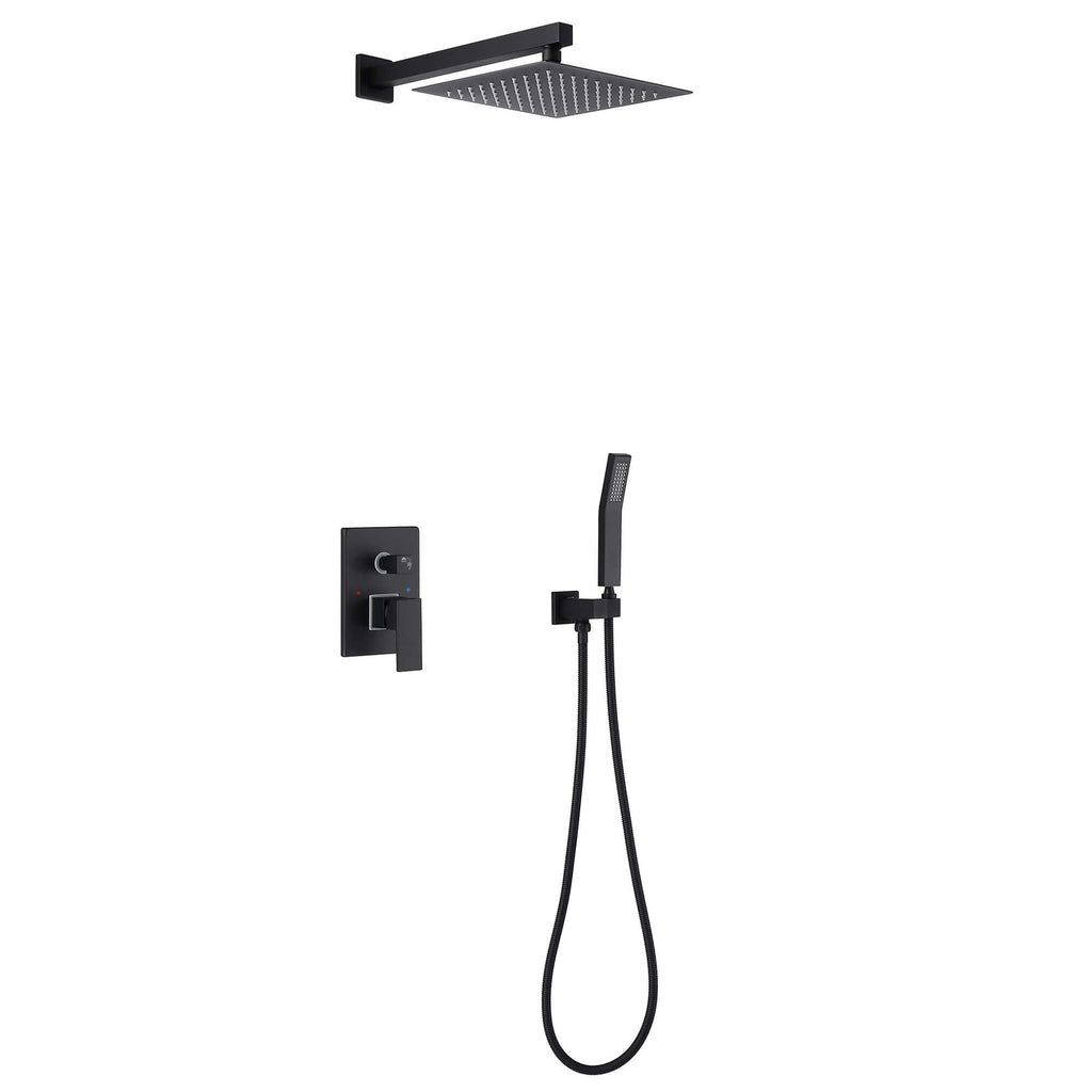 RBROHANT Thermostatic Shower System Matte Black, 20x11 Inch Rectangular  Dual-function Rainfall Shower Head with Handheld Sprayer, Wall Mounted,  Solid