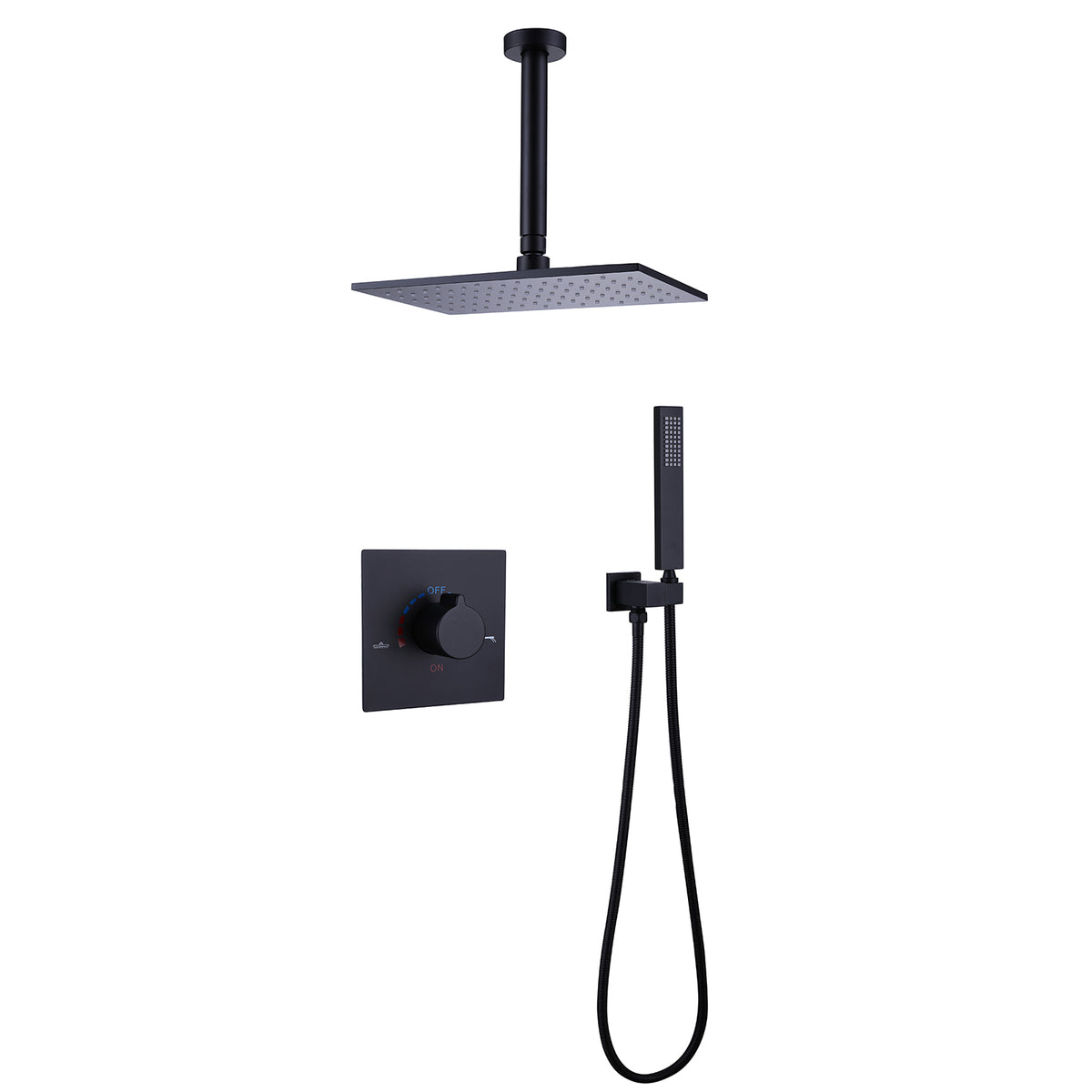 Ceiling-Mounted Shower System with Rainfall Shower Head and Handheld Shower