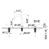 304 Stainless Steel Bathroom Sink Faucet 3 Hole Widespread with Valve RB1024