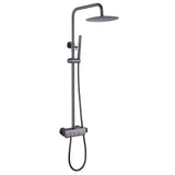 Gray Exposed Shower System with Rainfall Head & Handheld Button Control