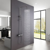 Gray Exposed Shower System with Rainfall Head & Handheld Button Control