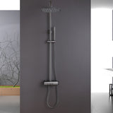 Gray Exposed Shower System with Rainfall Head & Handheld Button Control