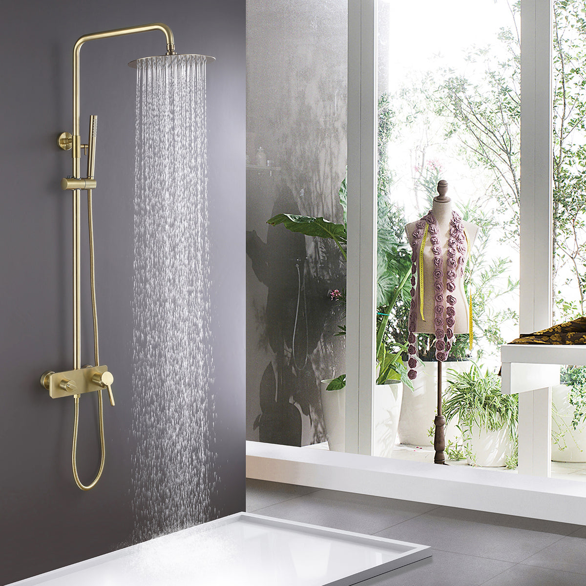 3-Function Exposed Tub Shower System with 3-Mode Hand Shower
