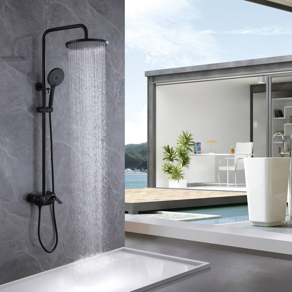 3-Function Shower Faucet Brass Exposed Shower System Matte Black RB1041