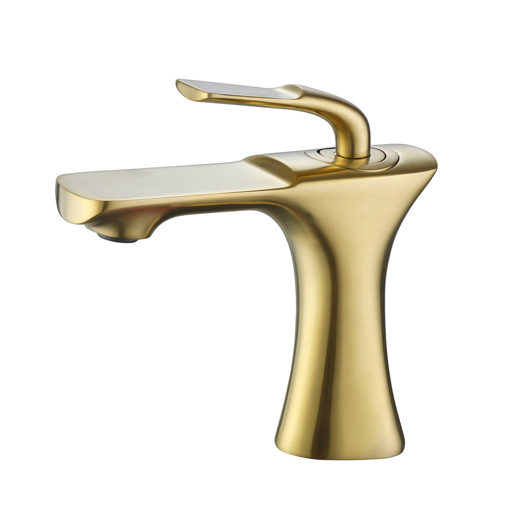 Brass Brushed Gold Bathroom Sink Faucet with cUPC Water Supply Lines RB1043