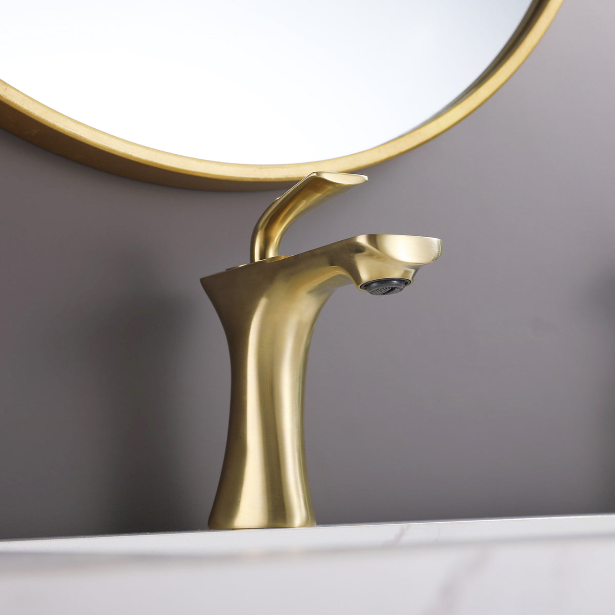 Architectural Brushed Gold Single-Hole Bathroom Faucet