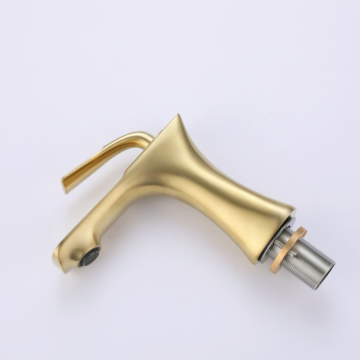 Architectural Brushed Gold Single-Hole Bathroom Faucet