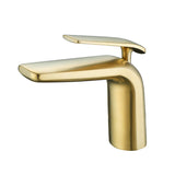 Single Handle One Hole Brass Vanity Sink Faucet Brushed Gold RB1044