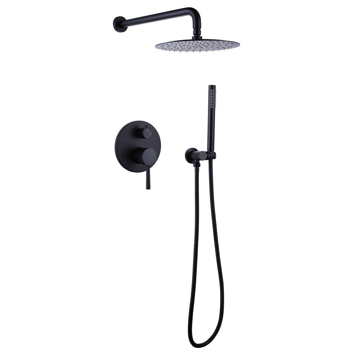 Wall-Mounted Shower Faucet Set with Round Rain Head and Balance Valve