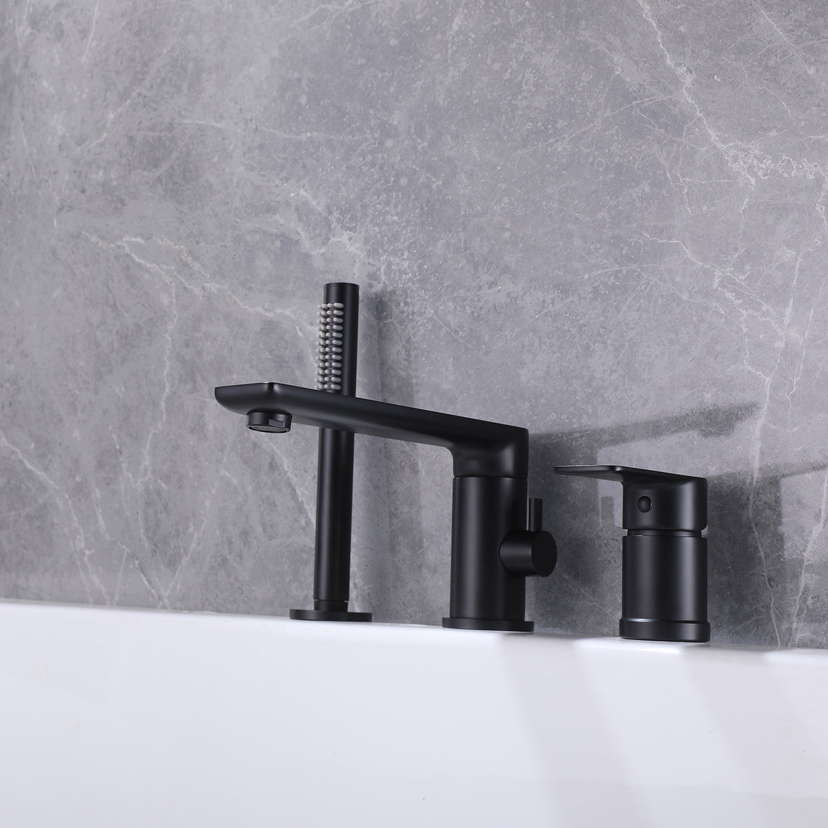 Bathtub Faucet with Rotatable Spout and Handheld Shower Attachment