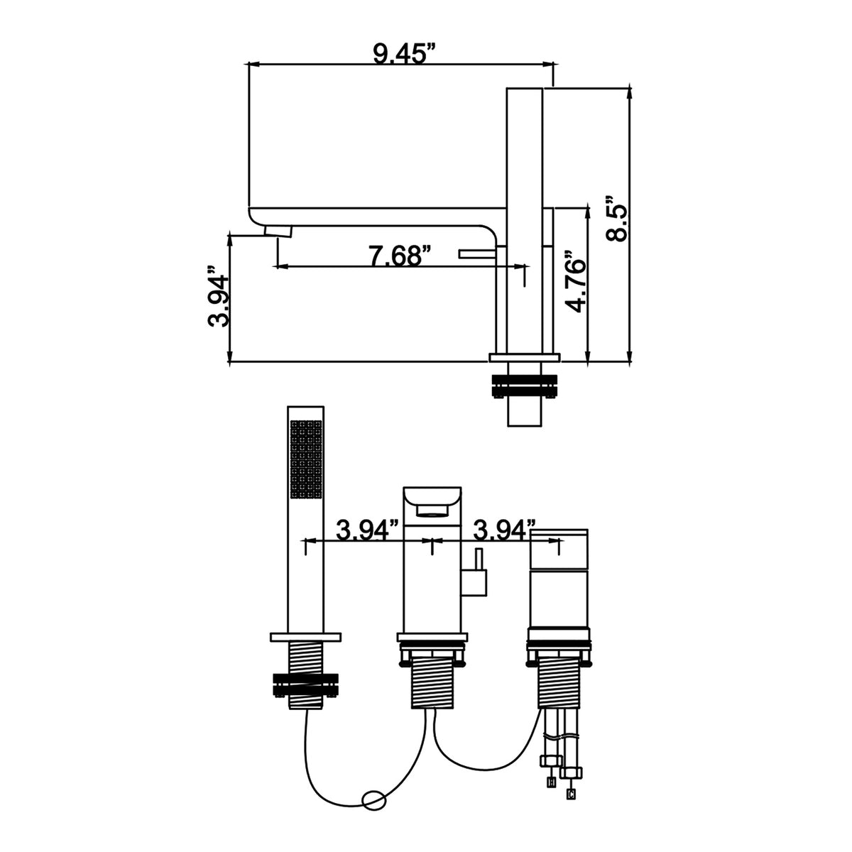 Bathtub Faucet with Rotatable Spout and Handheld Shower Attachment