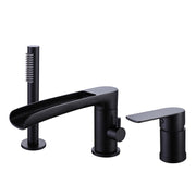 Waterfall Deck-Mounted Tub Filler Set with Single Handle Control and Hand Shower