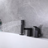 Tub Filler With Handheld Shower Matte Black Bathtub Waterfall Faucet RB1063