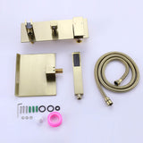 Waterfall Wall-Mounted Tub Filler with Handheld Shower and Flat Spout Style