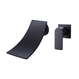 Wall Mount Single Handle Waterfall Bathroom Sink Faucet Matte Black RB1073