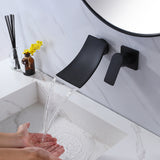 Wall Mount Single Handle Waterfall Bathroom Sink Faucet Matte Black RB1073