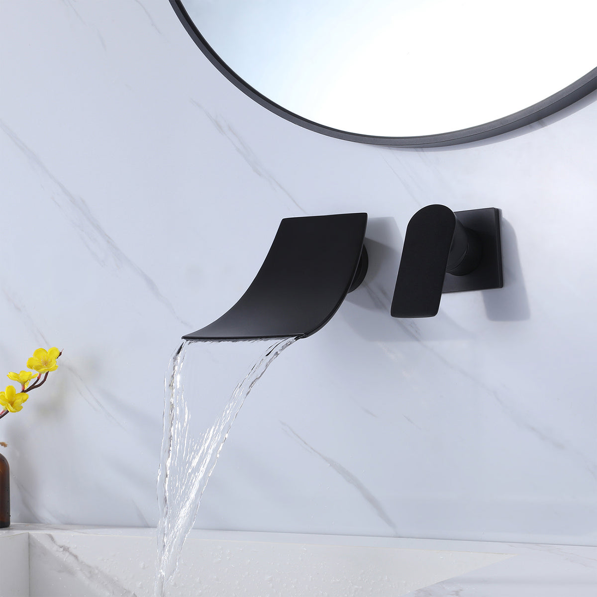 Wall-Mounted Waterfall Tap with Single Lever Mixer