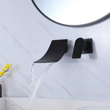 Wall Mount Single Handle Waterfall Bathroom Sink Faucet Matte Black RB1073