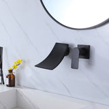 Wall Mount Single Handle Waterfall Bathroom Sink Faucet Matte Black RB1073