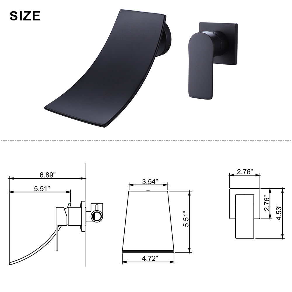 Wall-Mounted Waterfall Tap with Single Lever Mixer