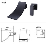 Wall Mount Single Handle Waterfall Bathroom Sink Faucet Matte Black RB1073