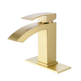 Deck Faucet with Curved Waterfall Spout and Base Plate