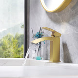 Deck Faucet with Curved Waterfall Spout and Base Plate
