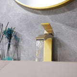 Deck Faucet with Curved Waterfall Spout and Base Plate