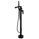 Freestanding Tub Filler with Waterfall Spout and Dual-Function Shower Wand