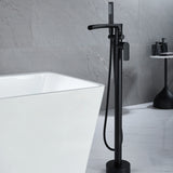 Freestanding Tub Filler with Waterfall Spout and Dual-Function Shower Wand