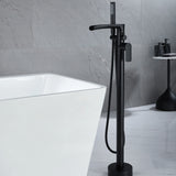 Modern Black Dual Function Freestanding Floor Mounting Waterfall Tub Faucet Filler RB1078
