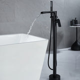 Freestanding Tub Filler with Waterfall Spout and Dual-Function Shower Wand