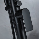 Freestanding Tub Filler with Waterfall Spout and Dual-Function Shower Wand