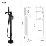 Freestanding Tub Filler with Waterfall Spout and Dual-Function Shower Wand