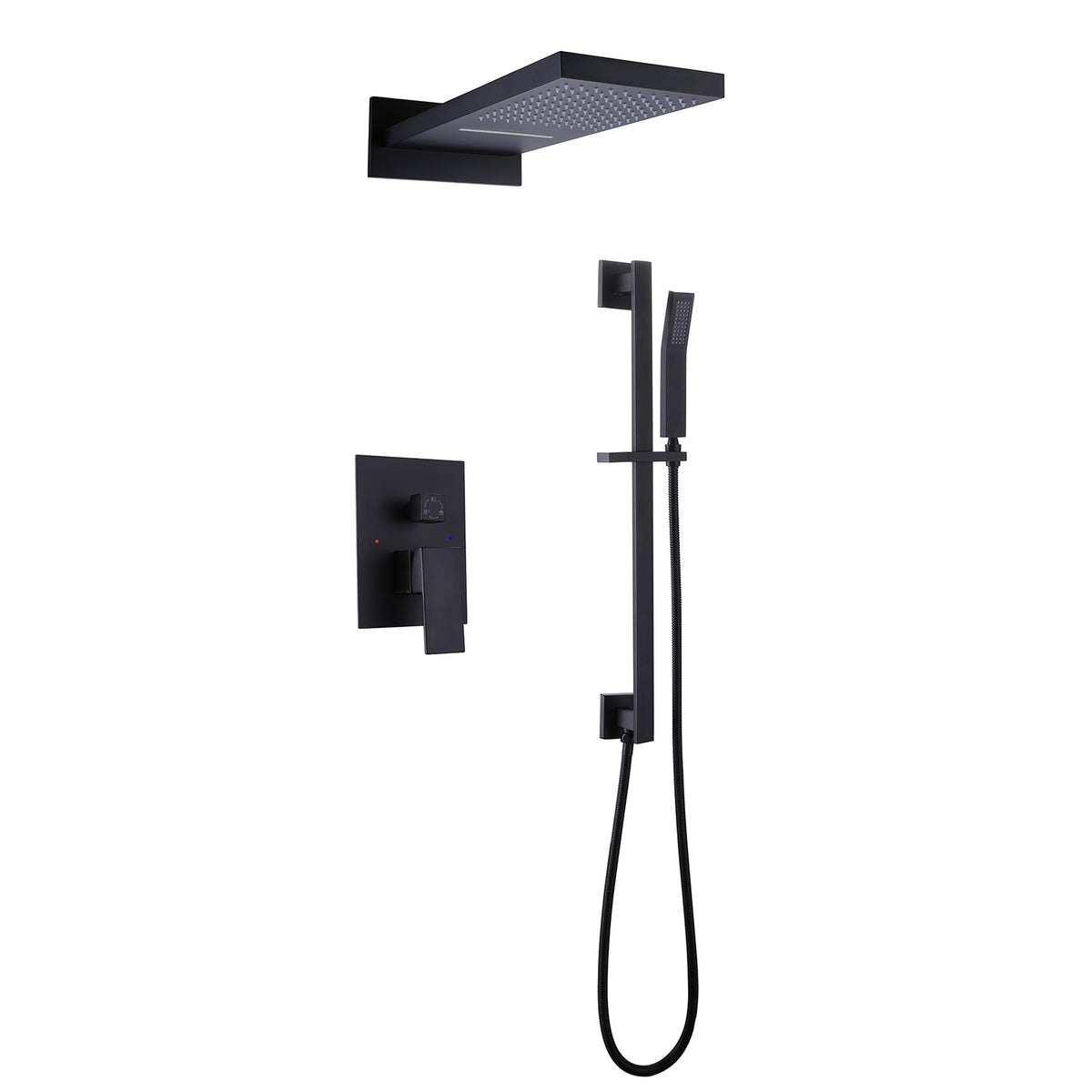 Wall-Mounted Shower System with Handheld Slide Bar Combo Set
