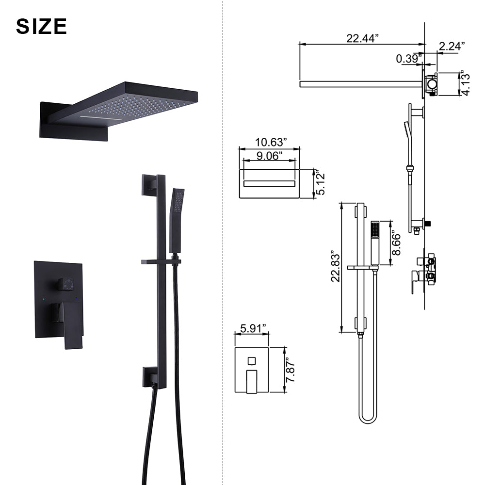 Wall-Mounted Shower System with Handheld Slide Bar Combo Set