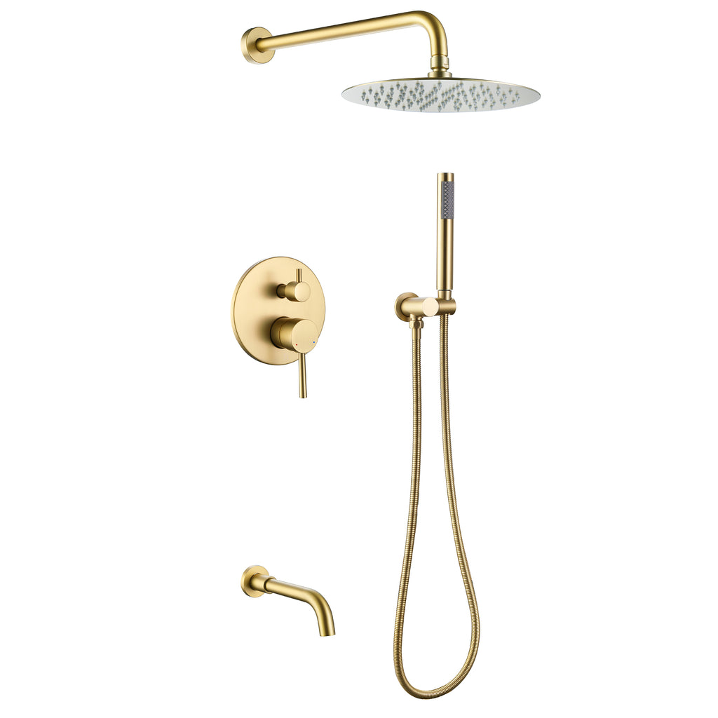 Gold Shower System with Tub Spout