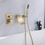 Brushed Gold Waterfall Spout Bathtub Faucet with Hand Shower RB1087