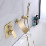 Brushed Gold Waterfall Spout Bathtub Faucet with Hand Shower RB1087