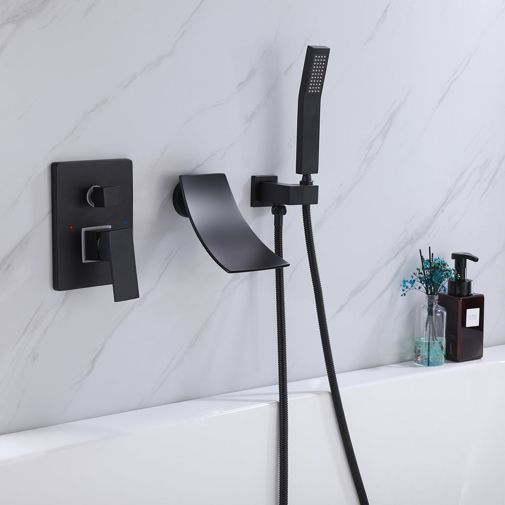 Wall Mounted Waterfall Bathtub Faucet with Hand Shower RB1088