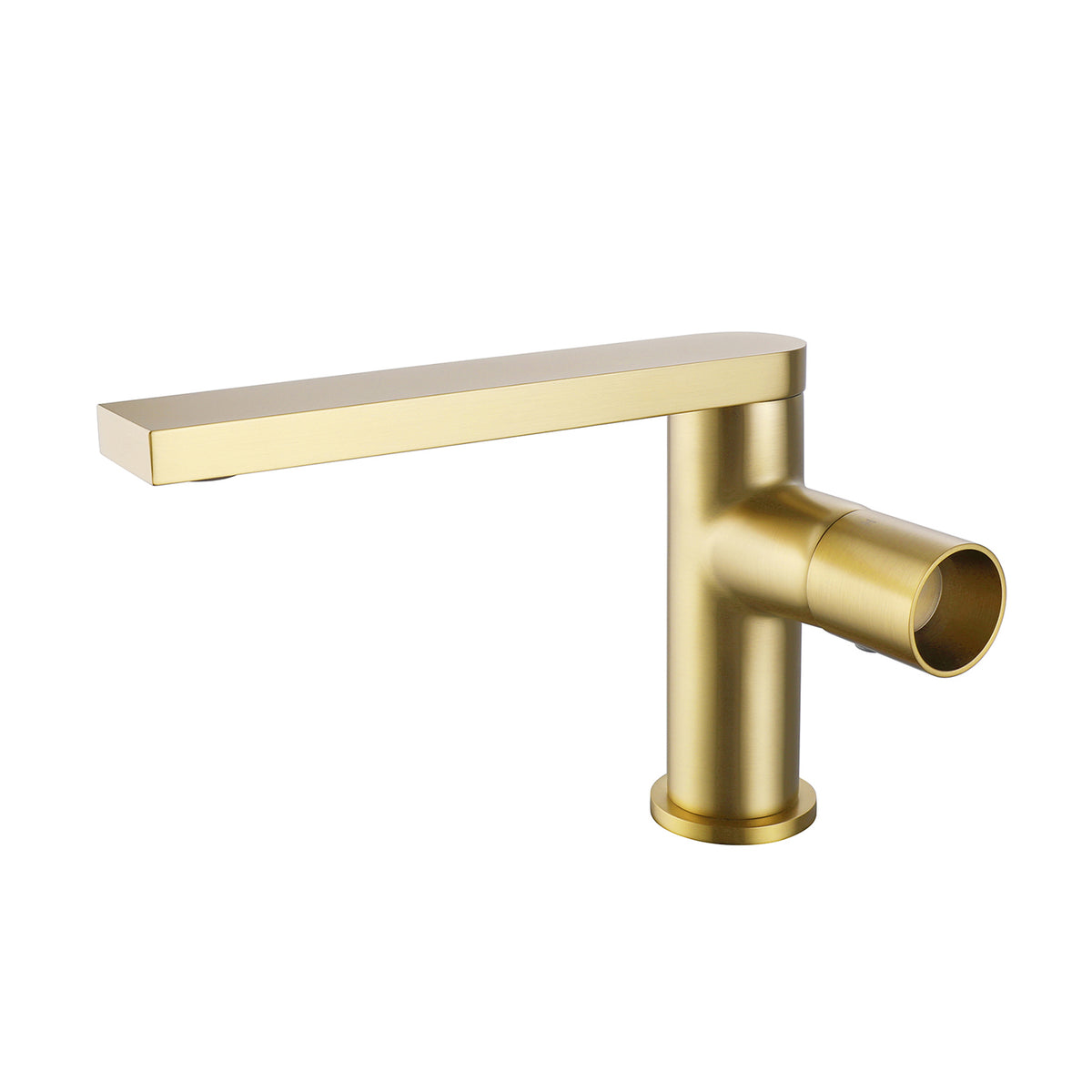 Extended Straight Spout Faucet with Minimalist Handle