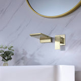 Brushed Gold Waterfall Wall Mount Bathroom Sink Faucet RB1091