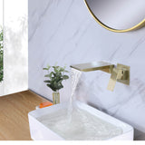 Brushed Gold Waterfall Wall Mount Bathroom Sink Faucet RB1091